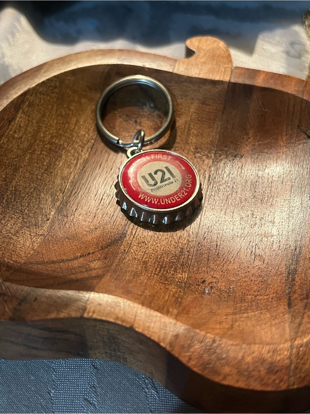 U21 Red Bottle Cap Keyring Keychain